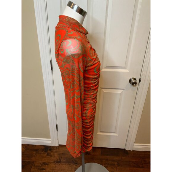 Lisa Says Gah Elenor Wild Hearts Red Ruched Mesh Mini Dress NWT, Size L - Picture 4 of 7